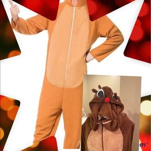 Derek Heart Small Medium Reindeer Rudolph Rudolf Pajamas PJ’s. GUC comfy Onesie